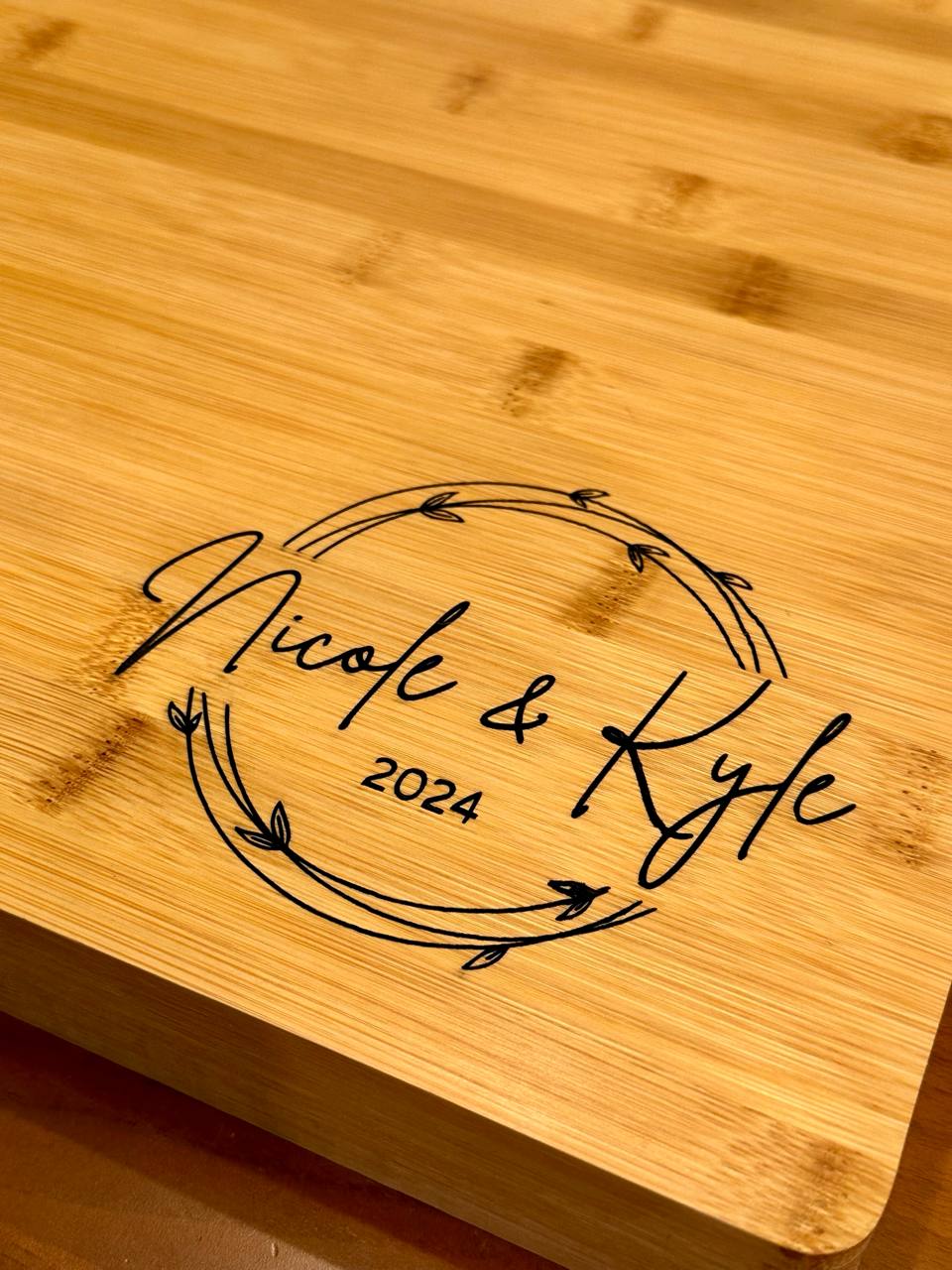 Engraved bamboo cutting board